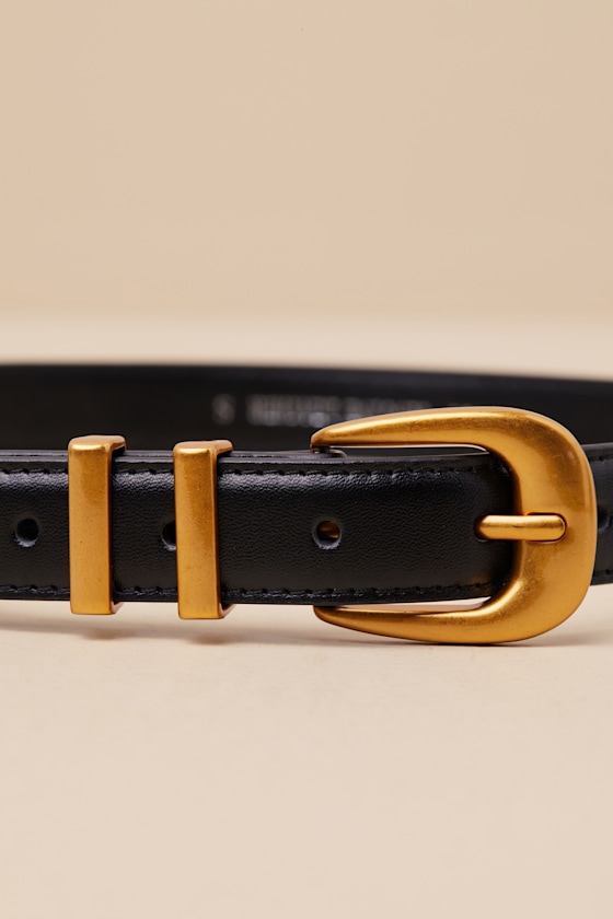 LULUS EXCLUSIVE ADDITION BLACK AND GOLD LEATHER BELT