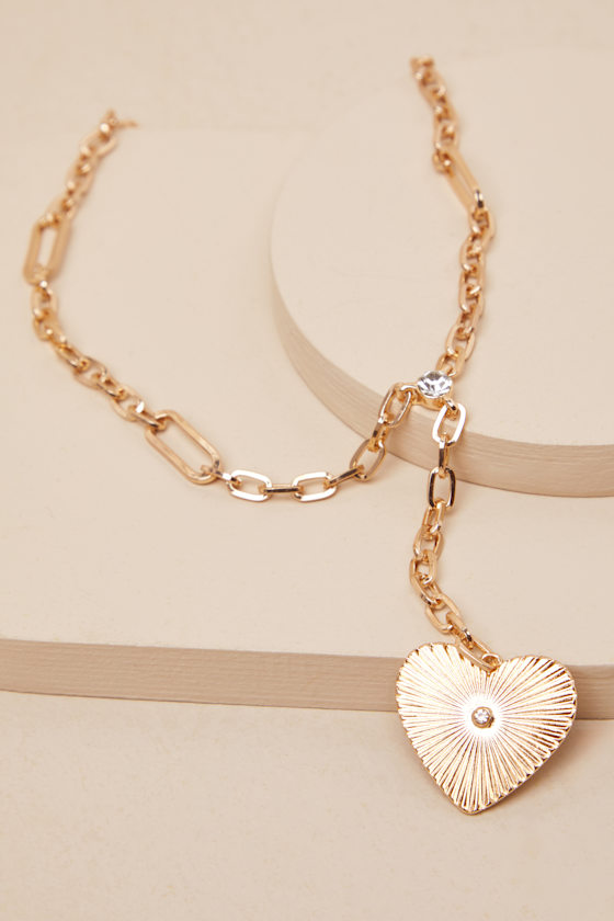 LULUS GLOWING AFFECTION GOLD HEART NECKLACE
