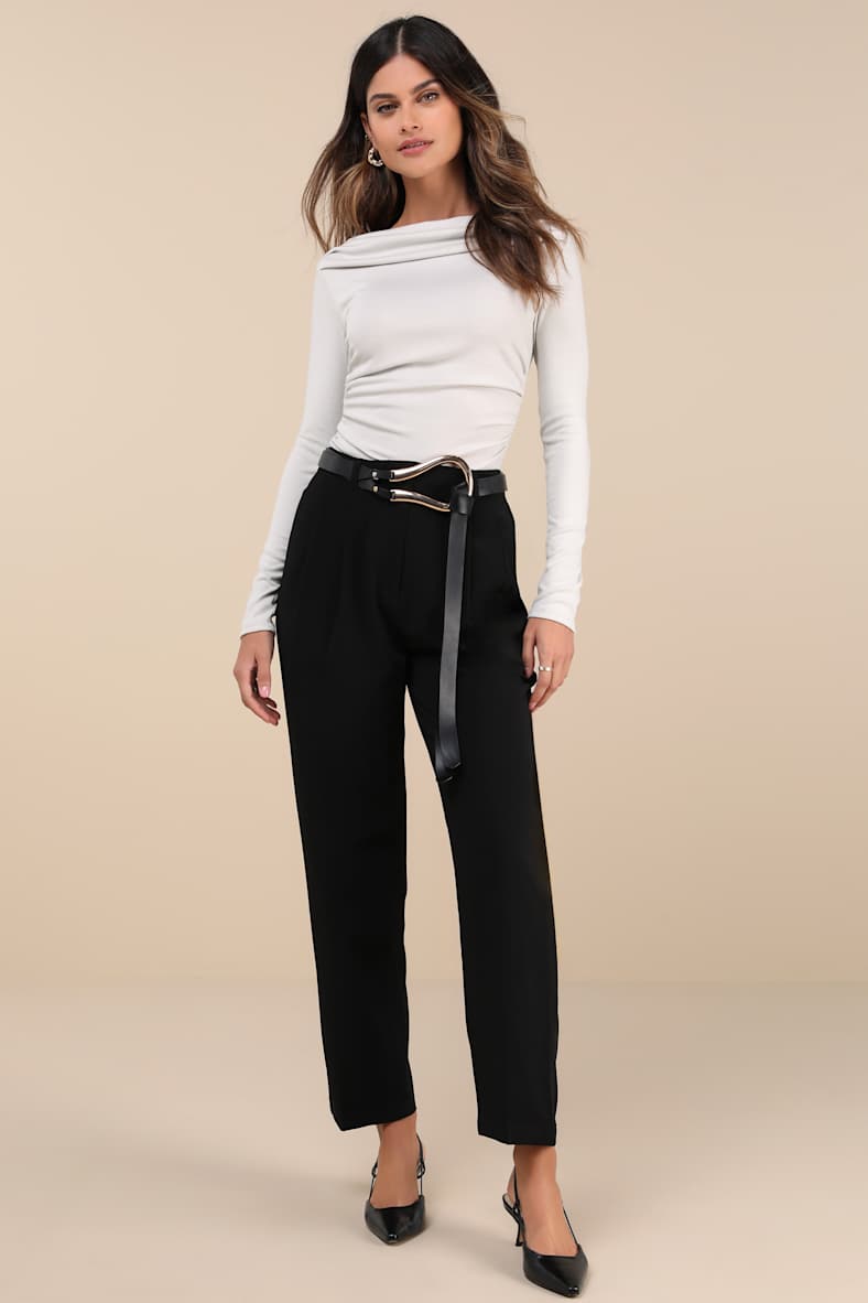 Modern Favorite Light Grey Ruched Long Sleeve Top