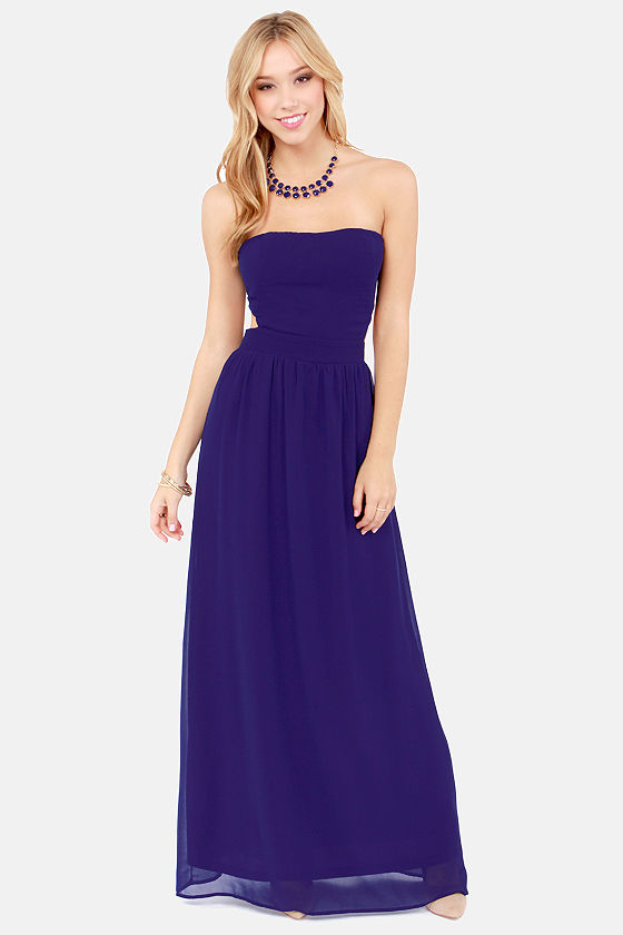 Cute Blue Dress Strapless Dress Maxi Dress 47.00
