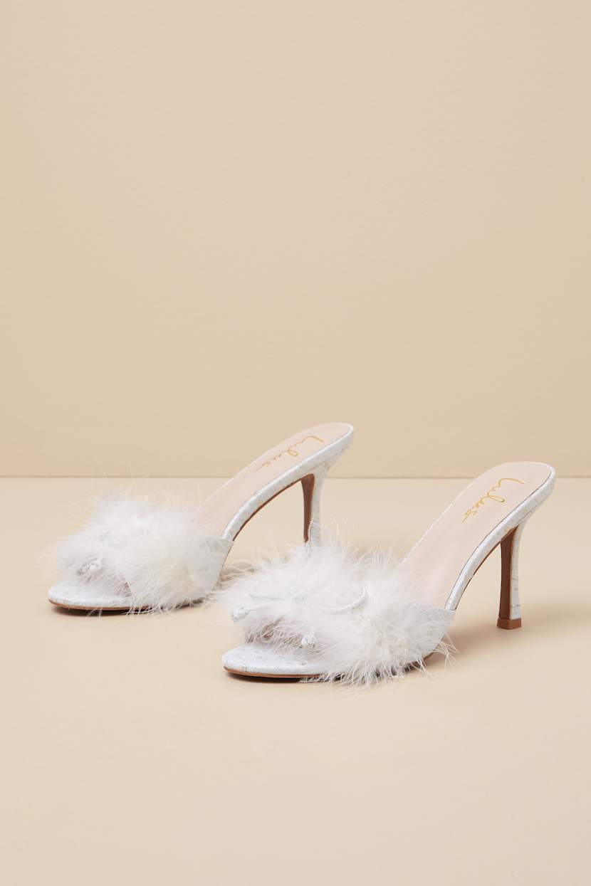 Samariah Multi Lurex Feather High Heel Sandals