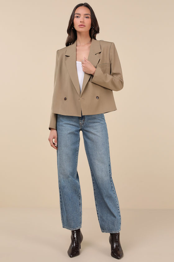 Lulus Suave Presence Tan Cropped Blazer In Tan