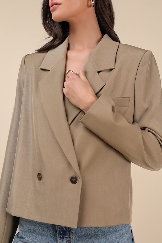 Lulus Suave Presence Tan Cropped Blazer In Tan