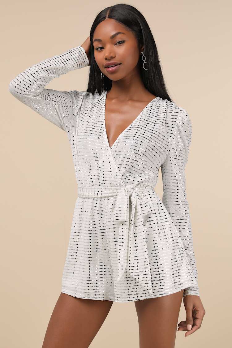 knee length dresses for ladies Halcyon Long Sleeve Romper White main image 0