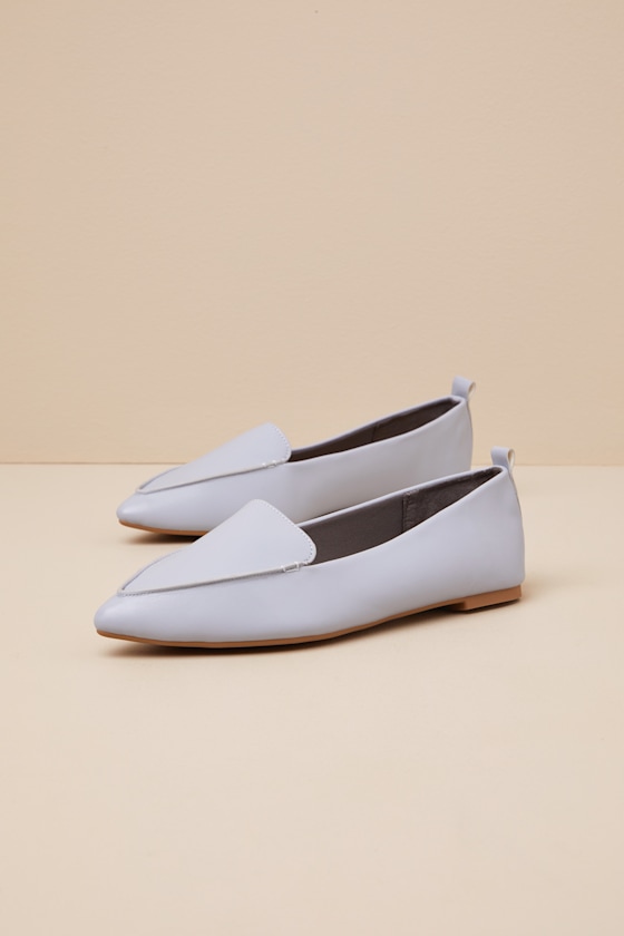 Lulus Emmy Dusty Blue Pointed Loafers In Silver