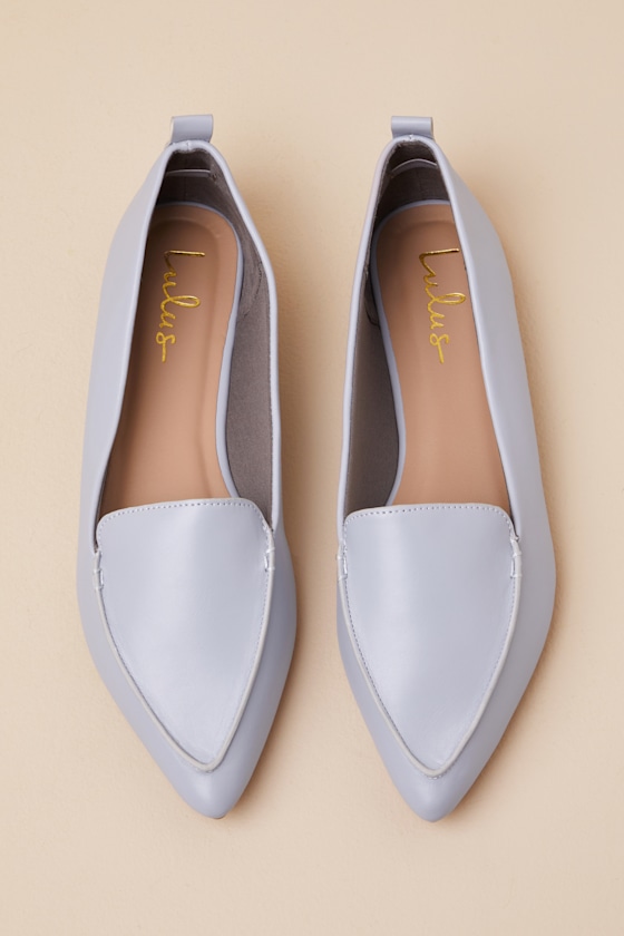 Lulus Emmy Dusty Blue Pointed Loafers In Silver