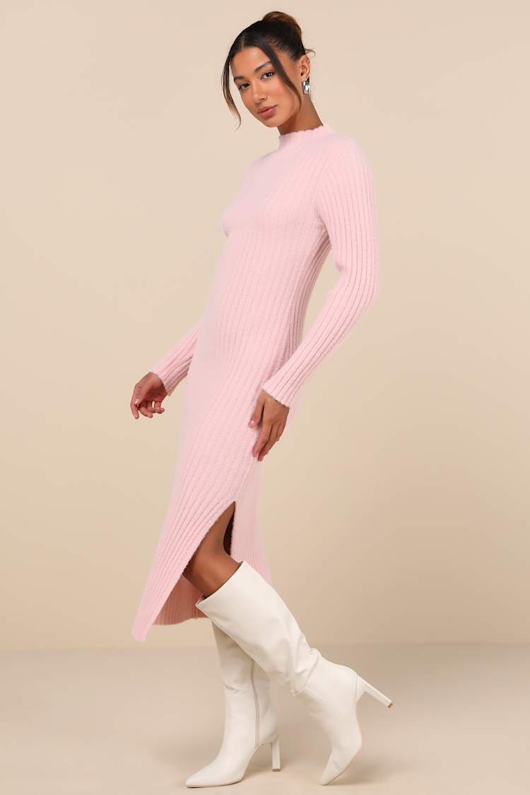 open lace back dress Sweet Intentions Pink Sweater Dress, Large - The Mint Julep Boutique
