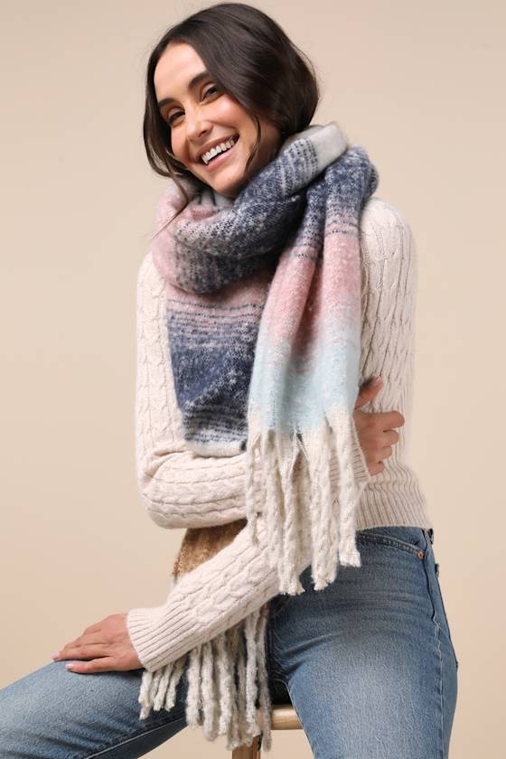 Snowy Escape Multi Striped Blanket Scarf 1