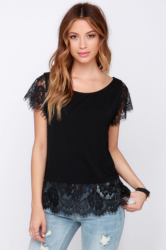 Bat a Lash Black Lace Top