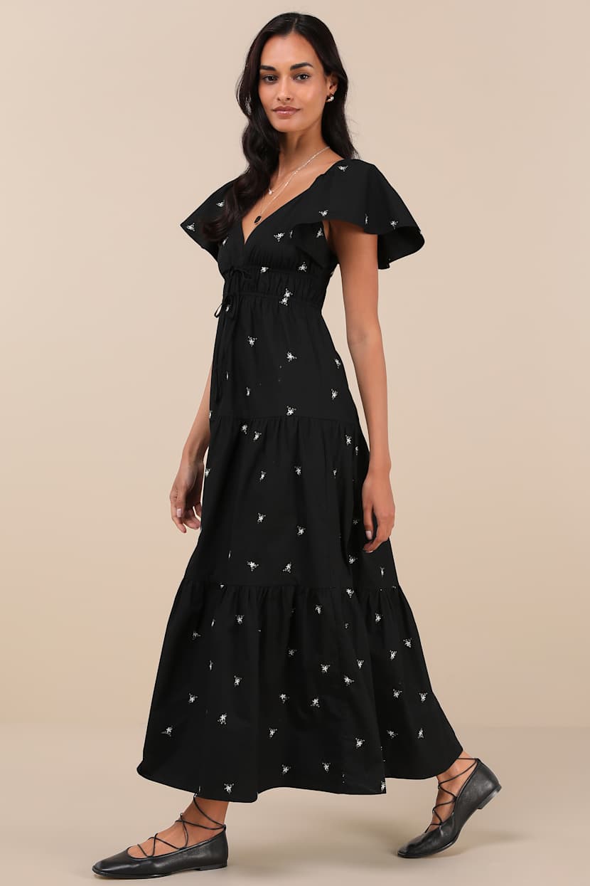 embroidered tiered midi dress The Olivia Rose Embroidered Tiered Midi