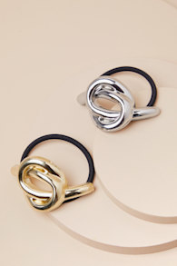 Tressed Up Silver and Gold Knot Detail Ponytail Holder Set