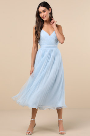 light blue ruffled tulle midi dress Milla Women's Ruffled Tulle Midi Dress