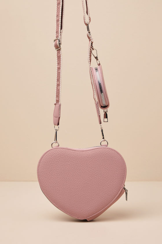 Shop Lulus Stylish Adoration Dusty Pink Heart Crossbody Bag