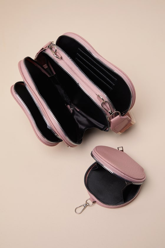 Shop Lulus Stylish Adoration Dusty Pink Heart Crossbody Bag