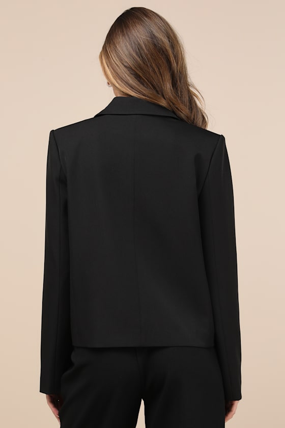 Lulus Suave Presence Black Cropped Blazer In Black