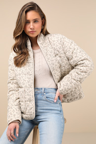 Bundled Perfection Light Beige Floral Quilted Puffer Jacket 4