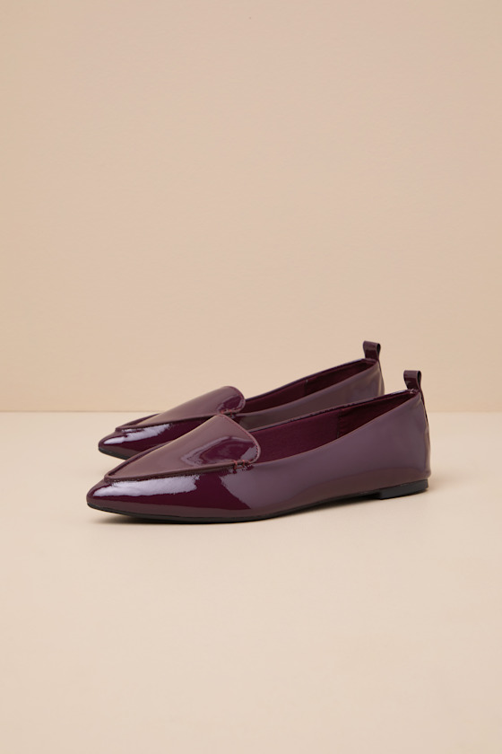 Lulus Emmy Bordeaux Patent Pointed Loafers In Red