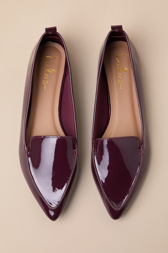 Lulus Emmy Bordeaux Patent Pointed Loafers In Red