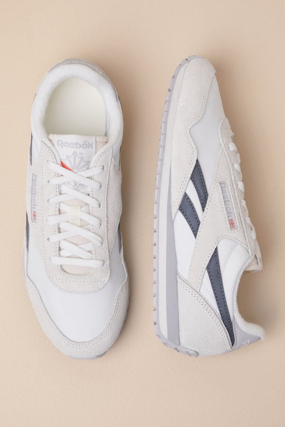 REEBOK CLASSIC AZ CHALK AND GREY SUEDE LEATHER SNEAKERS