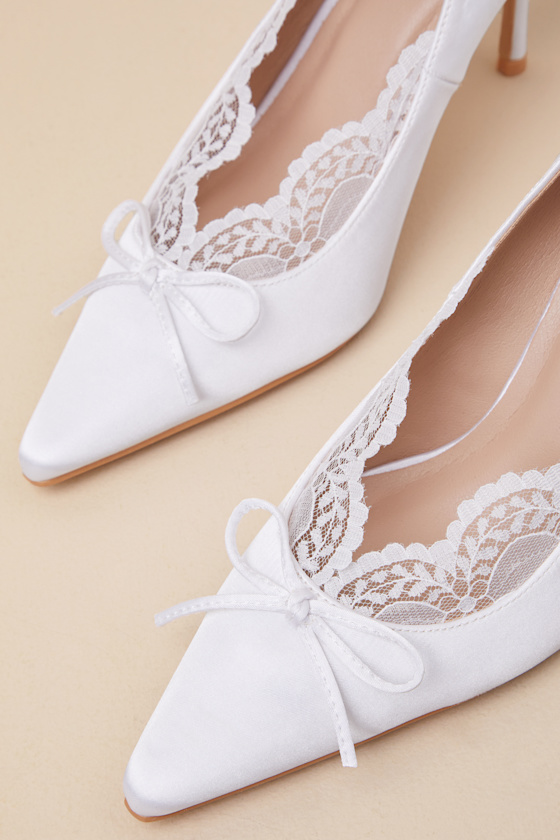 Lulus Calandre White Satin Pointed-toe Pumps In White