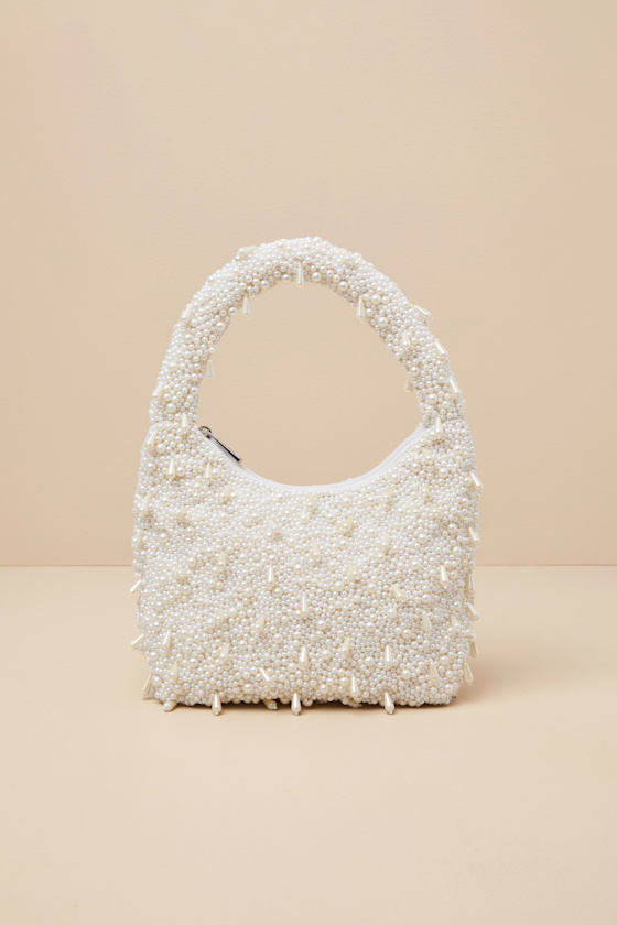 Notorious Glow White Pearl Fringe Handbag 1