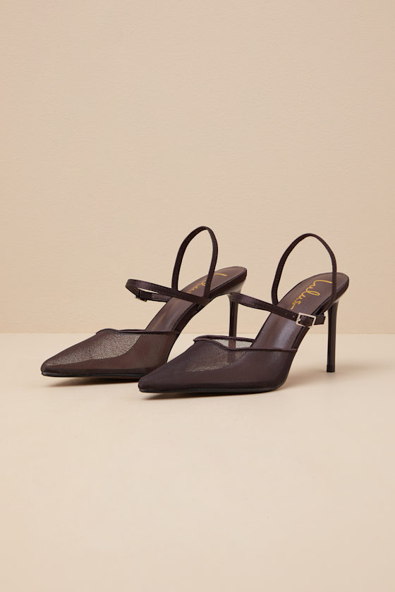 Lulus Zylla Chocolate Mesh Pointed-toe Pumps In Brown