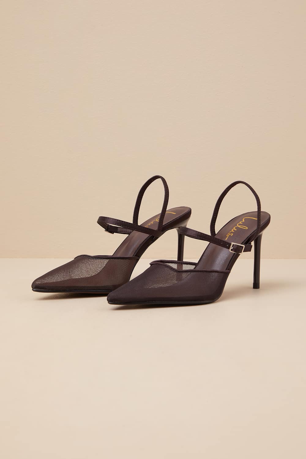 Zylla Chocolate Mesh Pointed-Toe Pumps