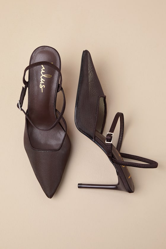 Lulus Zylla Chocolate Mesh Pointed-toe Pumps In Brown