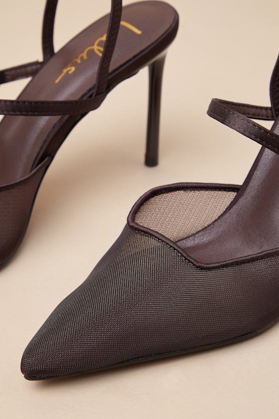 Lulus Zylla Chocolate Mesh Pointed-toe Pumps In Brown