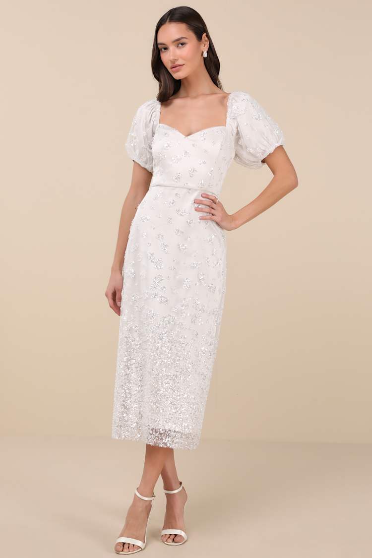 slim fit dress slacks Plus Size Sequin Wedding Dress Feilin main image 0