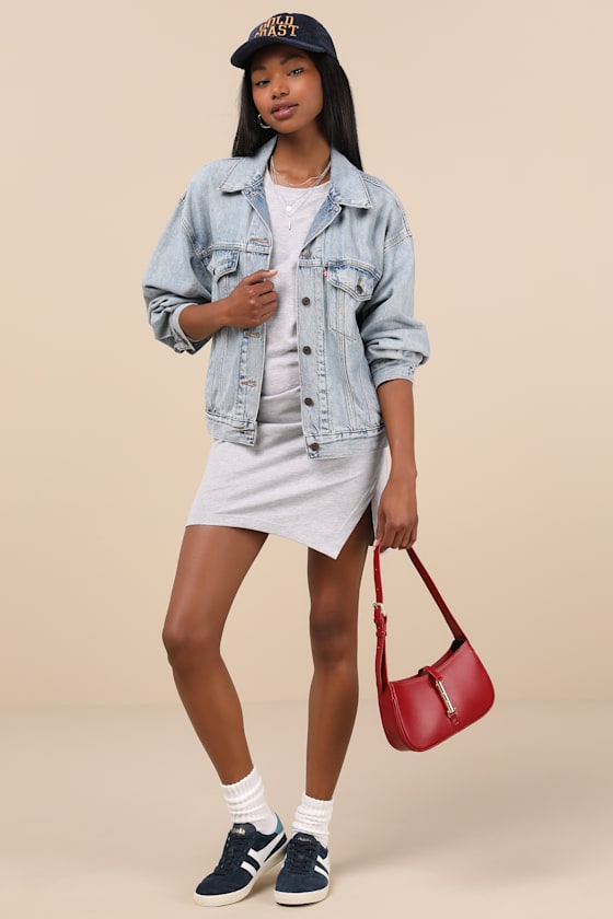 Lulus Effortless Approach Heather Grey Ruched Short Sleeve Mini Dress In Heather Grey