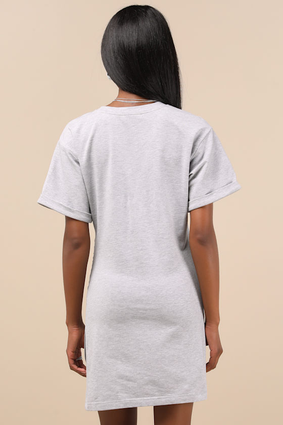 Lulus Effortless Approach Heather Grey Ruched Short Sleeve Mini Dress In Heather Grey