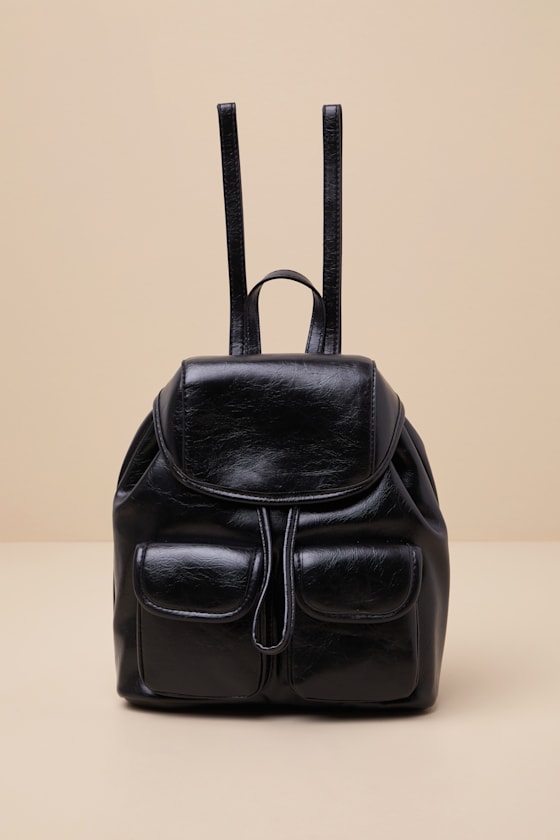 Shop Lulus Taralynn Black Vegan Leather Mini Backpack