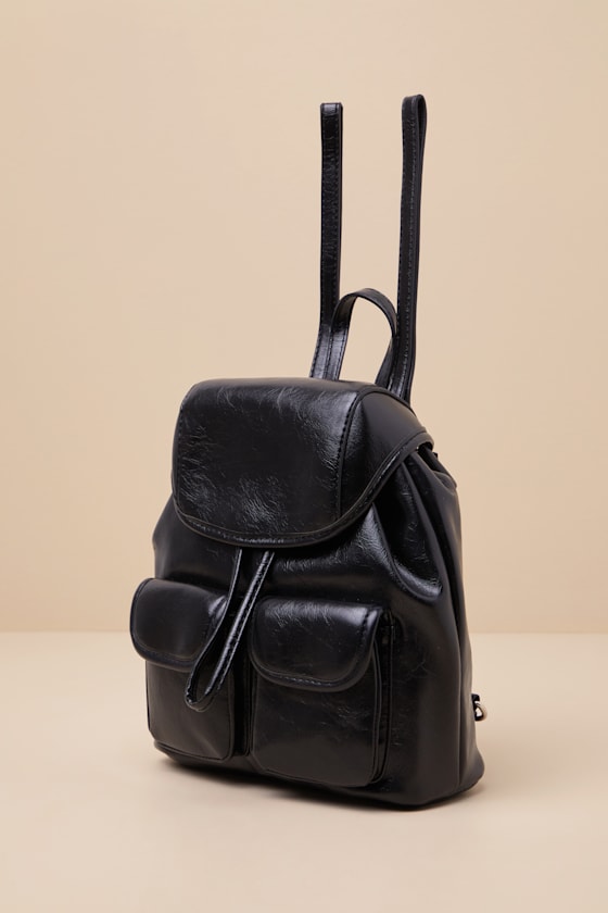 Shop Lulus Taralynn Black Vegan Leather Mini Backpack