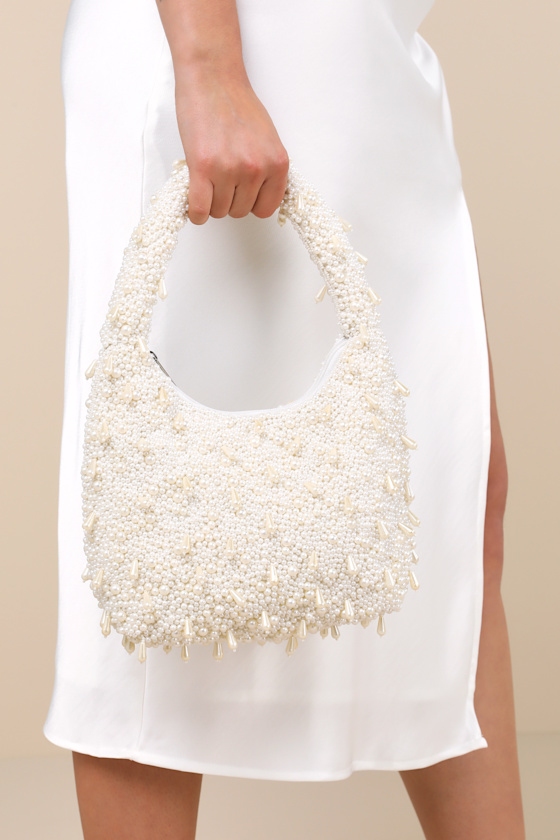 Notorious Glow White Pearl Fringe Handbag 6