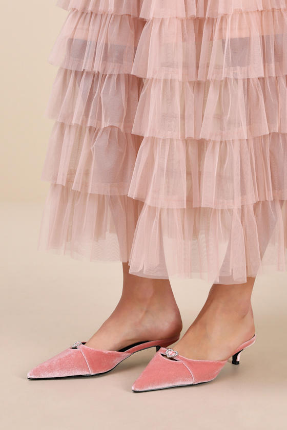Lulus Ambersen Dusty Rose Velvet Pointed-toe Kitten Heel Pumps In Dusty Rose