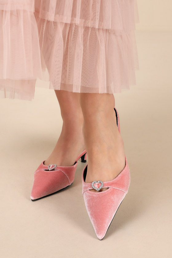 Lulus Ambersen Dusty Rose Velvet Pointed-toe Kitten Heel Pumps In Dusty Rose