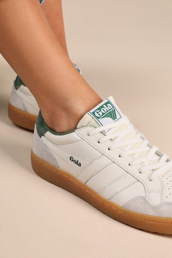 Eagle '86 Off White and Evergreen Suede Leather Sneakers 5