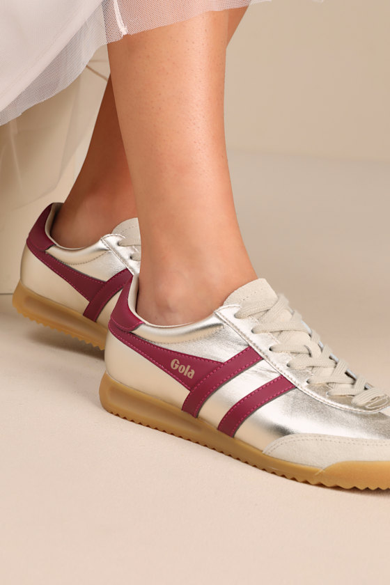 Gola Torpedo Glimmer - Gold & Red Sneakers - Shiny Gold Sneakers