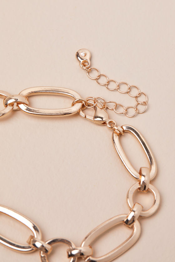 LULUS MEMORABLE SHINE GOLD CHAIN LINK BRACELET