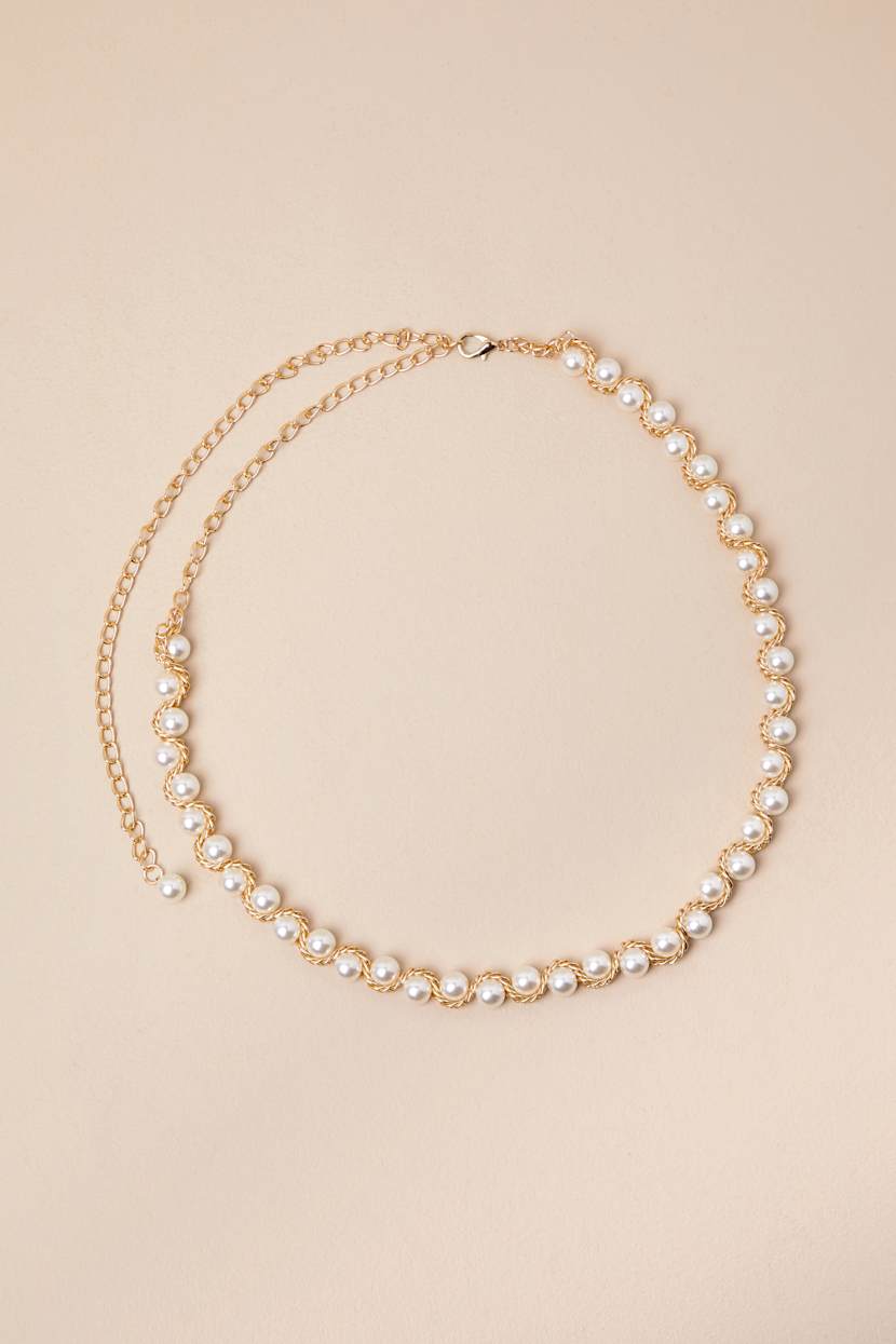 Gold Chain Belt - Pearl Chain Belt - Waist Chain Belt - Gold  display picture 2