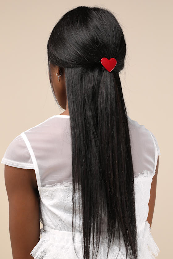 Red Marbled Ponytail Holder - Red Heart Hair Tie - Hair Tie Set - Lulus