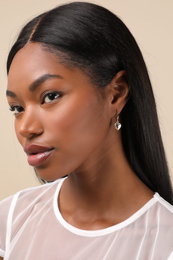 LULUS DEAREST ADDITION GOLD HEART LOCKET HUGGIE HOOP EARRINGS