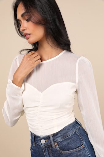 Majorly Composed Ivory Long Sleeve Top 2
