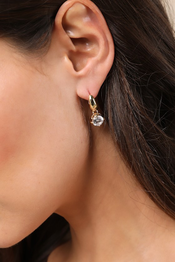 Simply Marvelous Gold Rhinestone Huggie Hoop Earrings 4