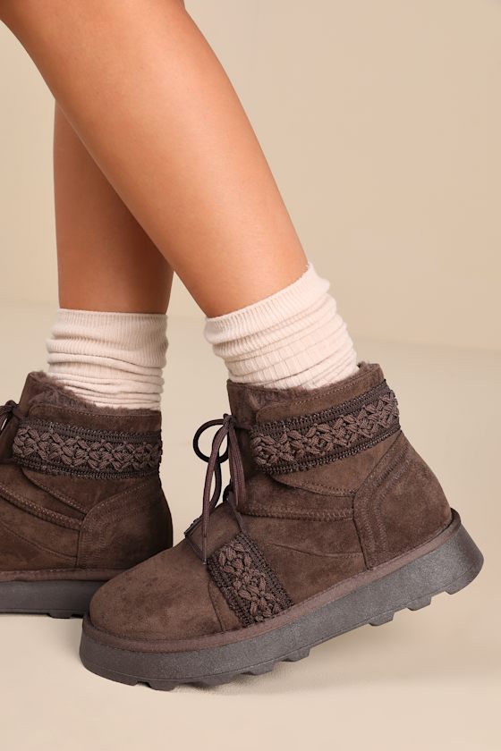 Beach by Matisse Matterhorn - Chocolate Boots - Faux Fur Booties