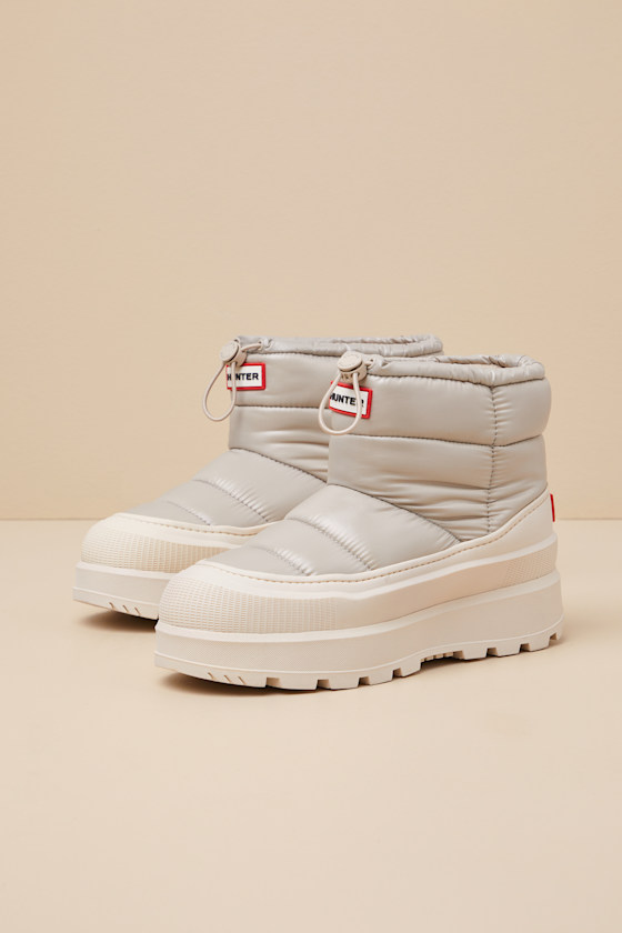 Shop Hunter Amble Light Natural Waterproof Puffer Booties In Taupe