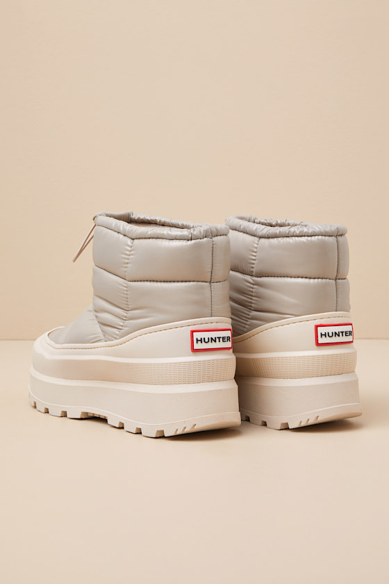 Shop Hunter Amble Light Natural Waterproof Puffer Booties In Taupe