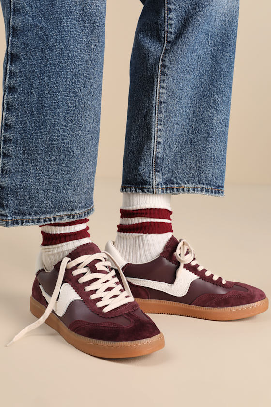 Notice Cranberry Suede Leather Color Block Sneakers 5