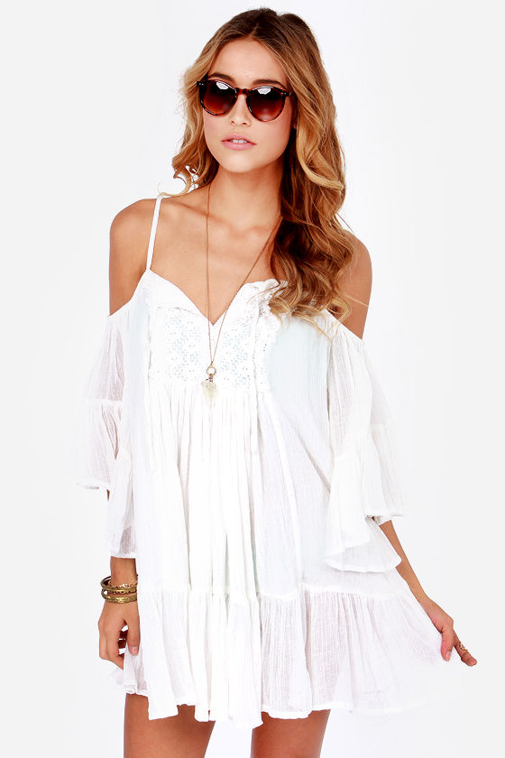 Roxy Beach Dreamer Dress - Ivory Dress - Off-the-Shoulder Dress - $66. ...